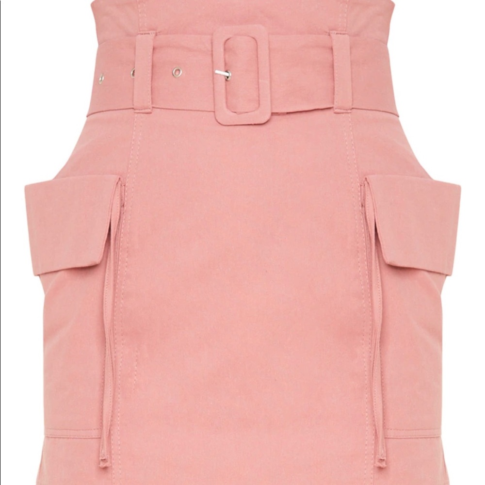 Dusty Rose Belted Pocket Detail Cargo Mini Skirt